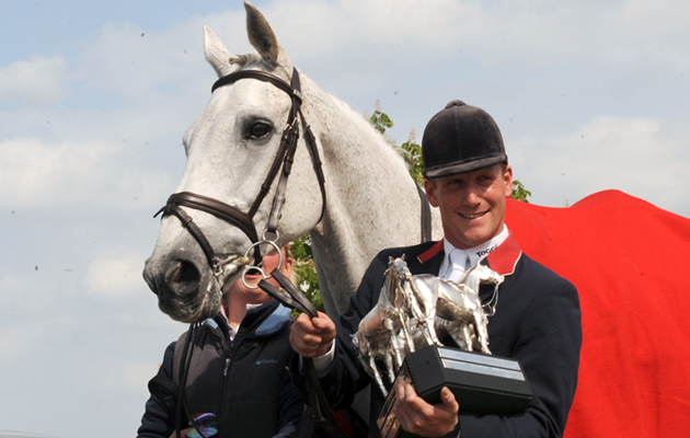 Oliver Townend and Flint Curtis with the Badminton trophy