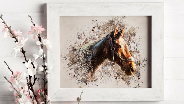 Custom horse portrait personalised horse gift