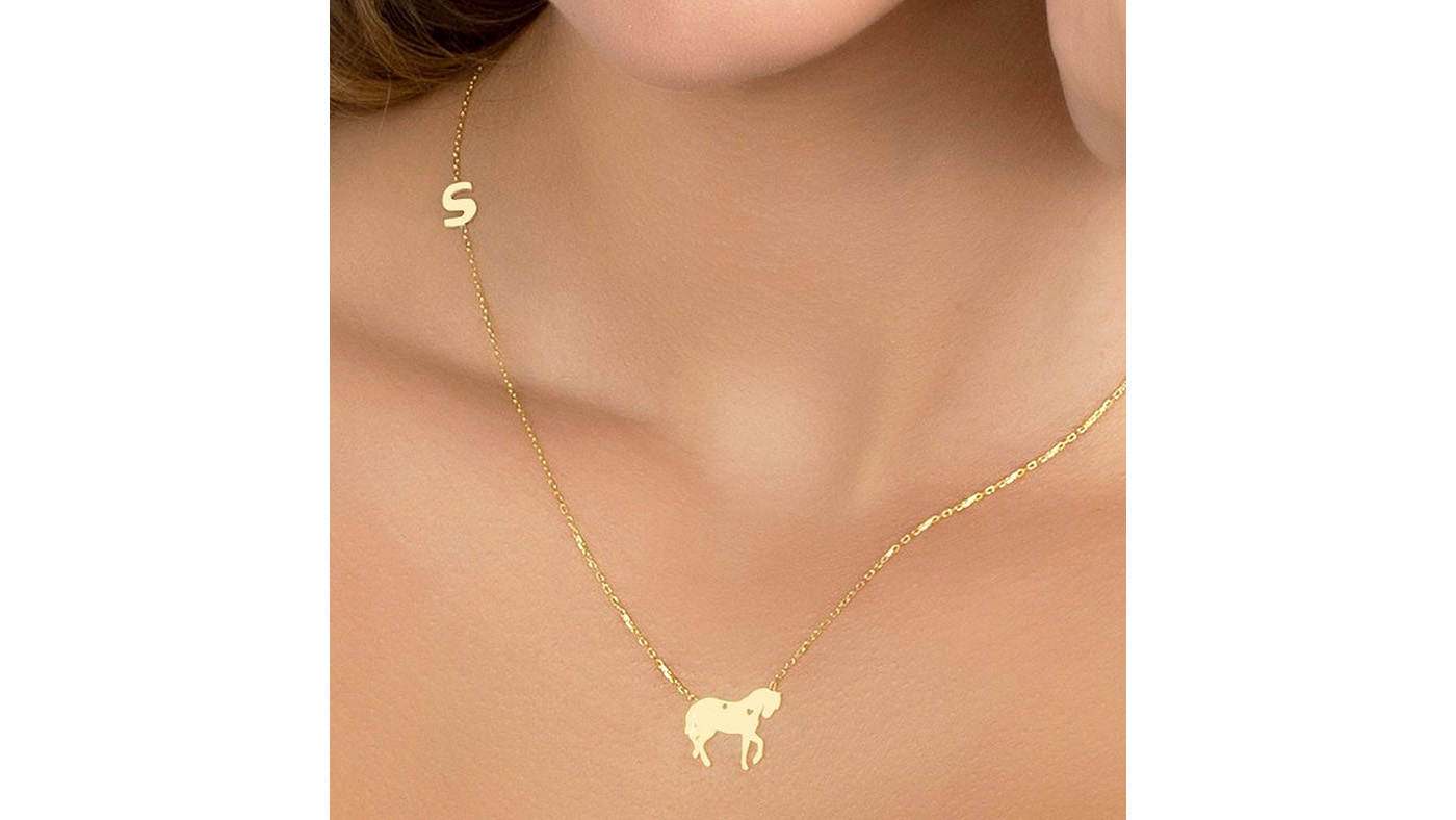 Horse and initial necklace personalised horse gifts