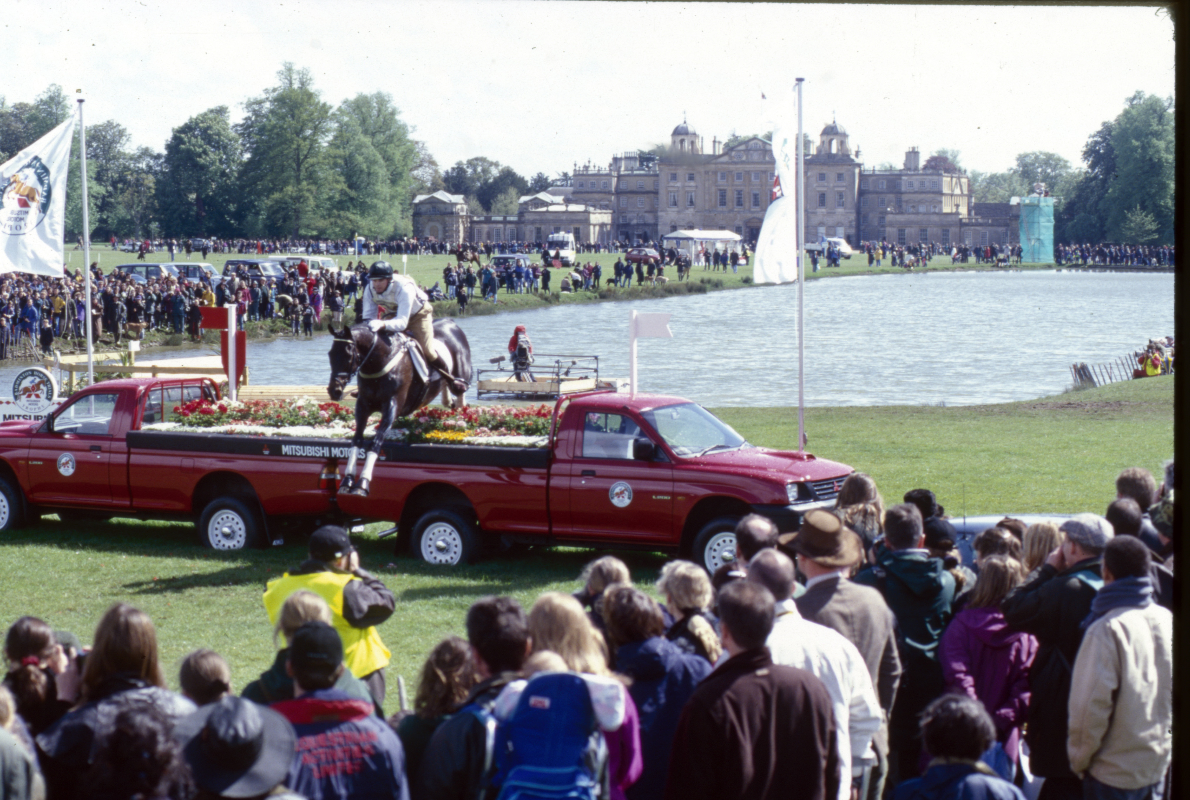 Badminton 1997 Vaughn Jefferis (NZL) riding Bounce a the Mitsubishi Pick-Ups