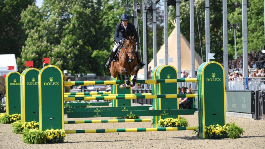 Sweden’s Henrik von Eckermann and Toveks Mary Lou jumping at Royal Windsor 2019