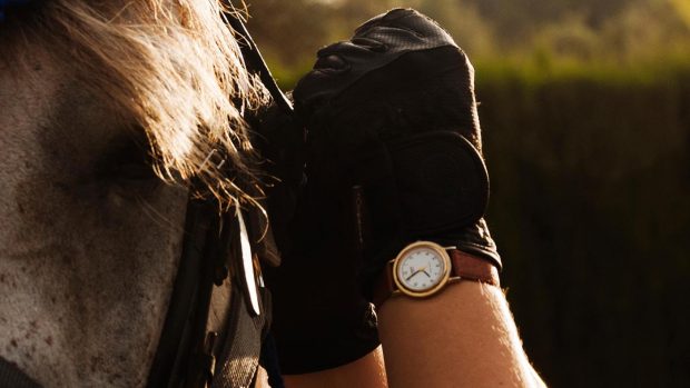 E8XBHJ horseman with horse