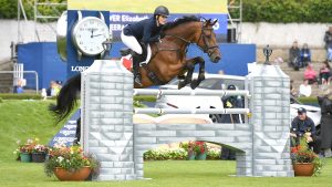 Elizabeth Power and DOONAVEERAGH O ONE, in the Royal Dublin Society Stakes during the Dublin Horse Show held at the Royal Dublin Society Show Ground in Ballsbridge in Dublin in Ireland Between 7-11 August 2019