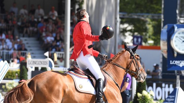 Jos Verlooy, pictured winning individual bronze at the 2019 European, will miss the Tokyo Olympics as his top ride Igor is injured.