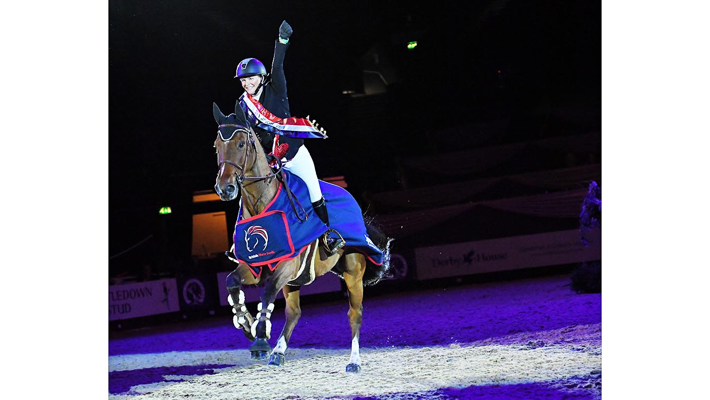 Angie THOMPSON riding FREMONT VDL, winner of the British Horse Feeds Speedi-Beet Grade C Championship during the Horse of The Year Show at the NEC in Birmingham in the UK between the 2nd - 6th October 2019