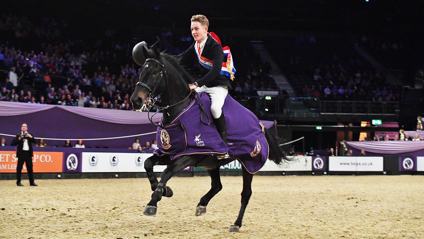 Toby Fry riding ZUCAN V, winner of the Leading Pony Showjumper of the Year during the Horse of The Year Show at the NEC in Birmingham in the UK between the 2nd - 6th October 2019