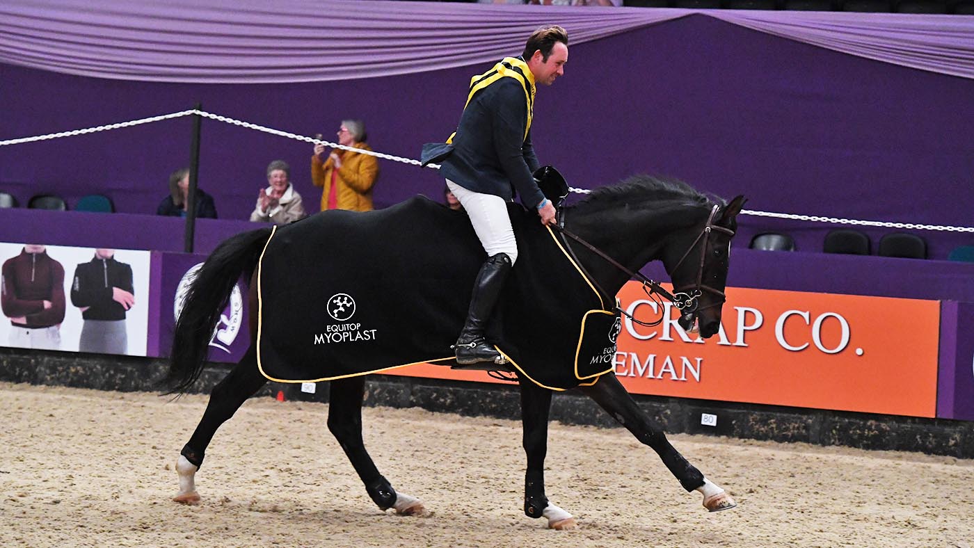 Simon Crippen riding PREMIER TITANIUM, winner of the Equitop Myoplast Senior Foxhunter Championship during the Horse of The Year Show at the NEC in Birmingham in the UK between the 2nd - 6th October 2019