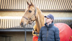 Olympic showjumper Ben Maher pictured at home with his top horse Explosion W