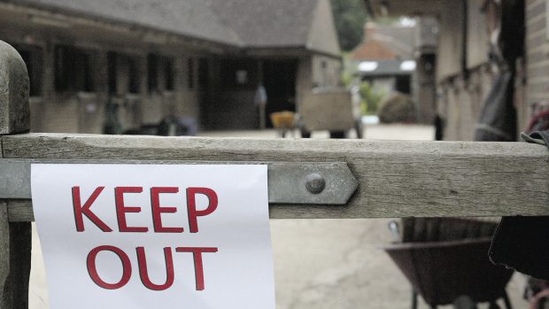 A yard on lock down due to an infectious disease