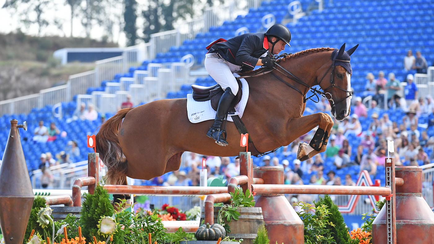 William FUNNELL (GBR) riding BILLY BUCKINGHAM in the Second Competition of the FEI Jumping Championships at the FEI World Equestrian Games Tryon 2018 at Tryon International Equestrian Centre, near Tryon North Carolina in the USA between 11th-23rd September 2018
