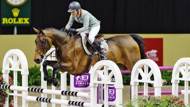 PEABRR Rolex World Cup Finals, Thomas and Mack Centre, Las Vegas, Nevada, USA, April 2009. Jumping Final, Meredith Michaels-Beerbaum (GER) riding Shutterfly