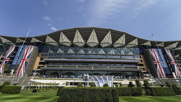 ASCOT, ENGLAND - JULY 27: A general view of the grandstand at Ascot Racecourse on July 27, 2018 in Ascot, United Kingdom. (Photo by Alan Crowhurst/Getty Images)