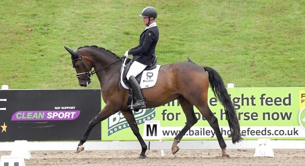 Greg Sims and Waverley Fellini winning the novice gold at the Winter Dressage Championships 2020 at Hartpury