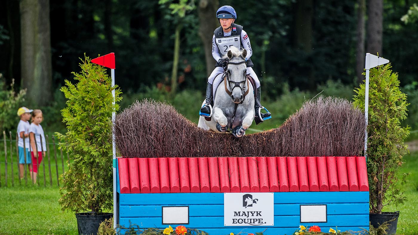 Finn Healy (GBR) riding Midnight Dancer during the cross country at the FEI European Championships Strzegom 2019