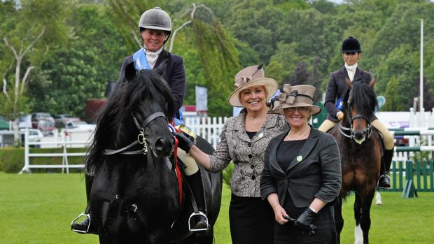 Lydvale Jacob and Victoria Edwards-Sonnex at Hickstead with judges Pat Pattinson (centre) and Sharon Thomas (right).