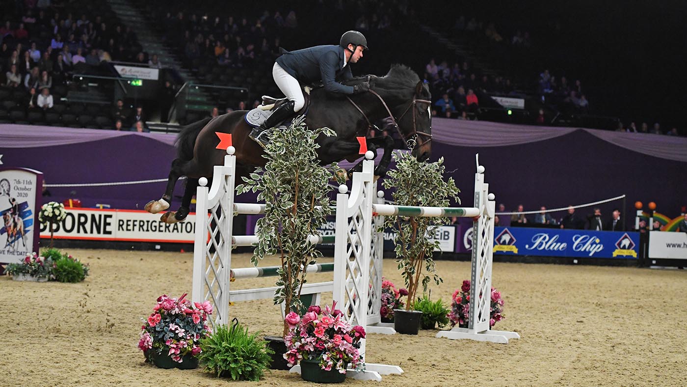 Simon Crippen riding PREMIER TITANIUM, winner of the Equitop Myoplast Senior Foxhunter Championship during the Horse of The Year Show at the NEC in Birmingham in the UK between the 2nd - 6th October 2019