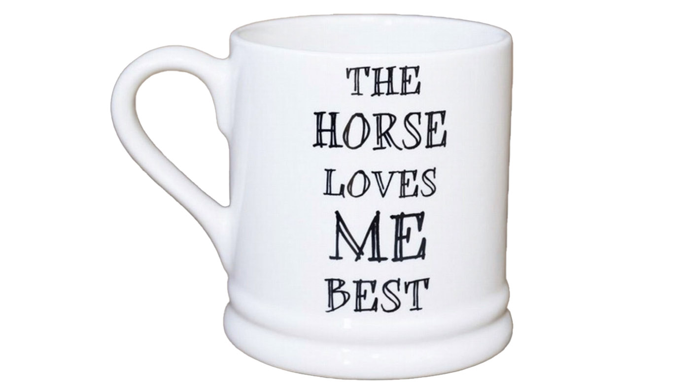 If you're looking for cheap horsey gifts, this The Horse Loves Me Best Mug might suit your needs