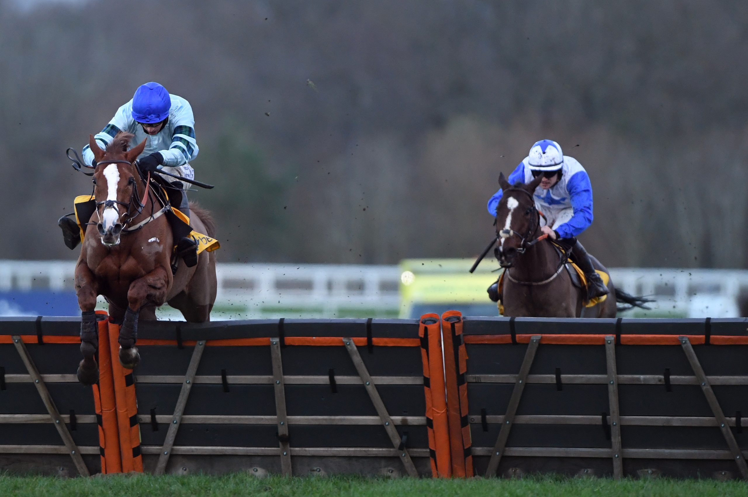 Over the last, and Not So Sleepy (left) 1st makes most to win pic Bill Selwyn 19-12-20