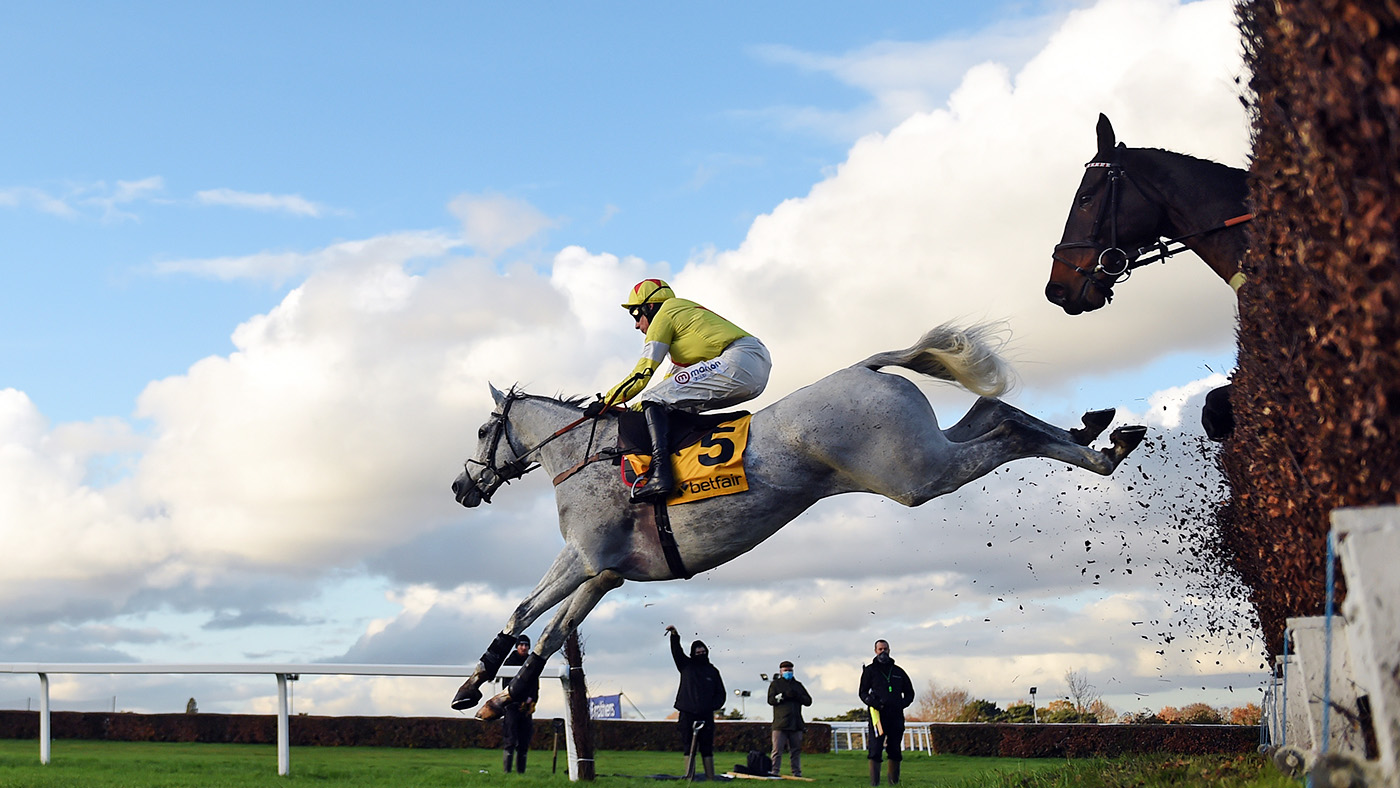 Politolgue and Harry Skelton, 1st are springheeled on their way to winning the Tingle Creek pic Bill Selwyn 5-12-20