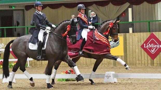 Charlotte Dujardin and Carl Hester at the National Grand Prix Championships 2020