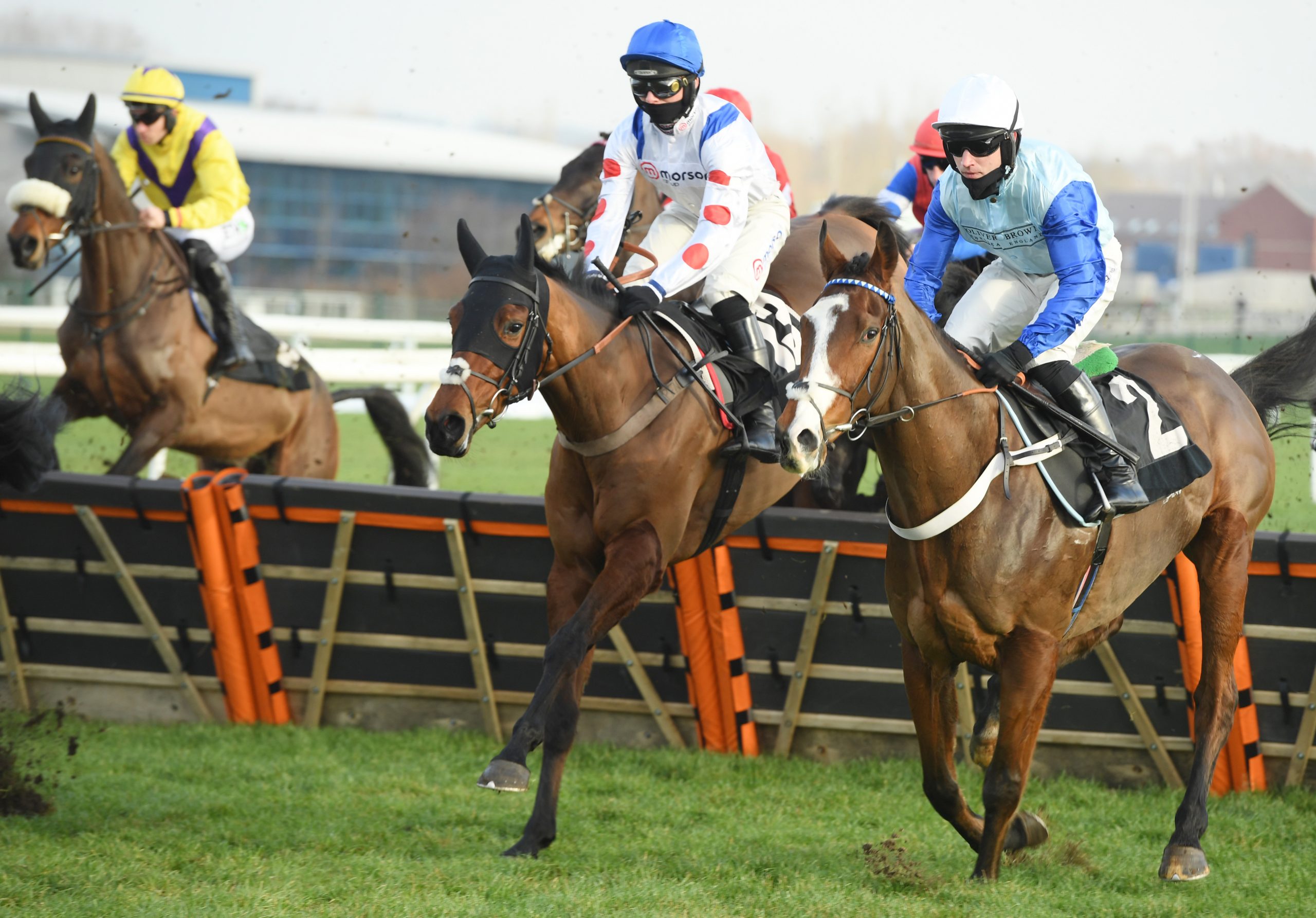 Good Ball (centre, blue cap) and Harry cobden on their way to winning 29-12-20 pic Bill selwyn.