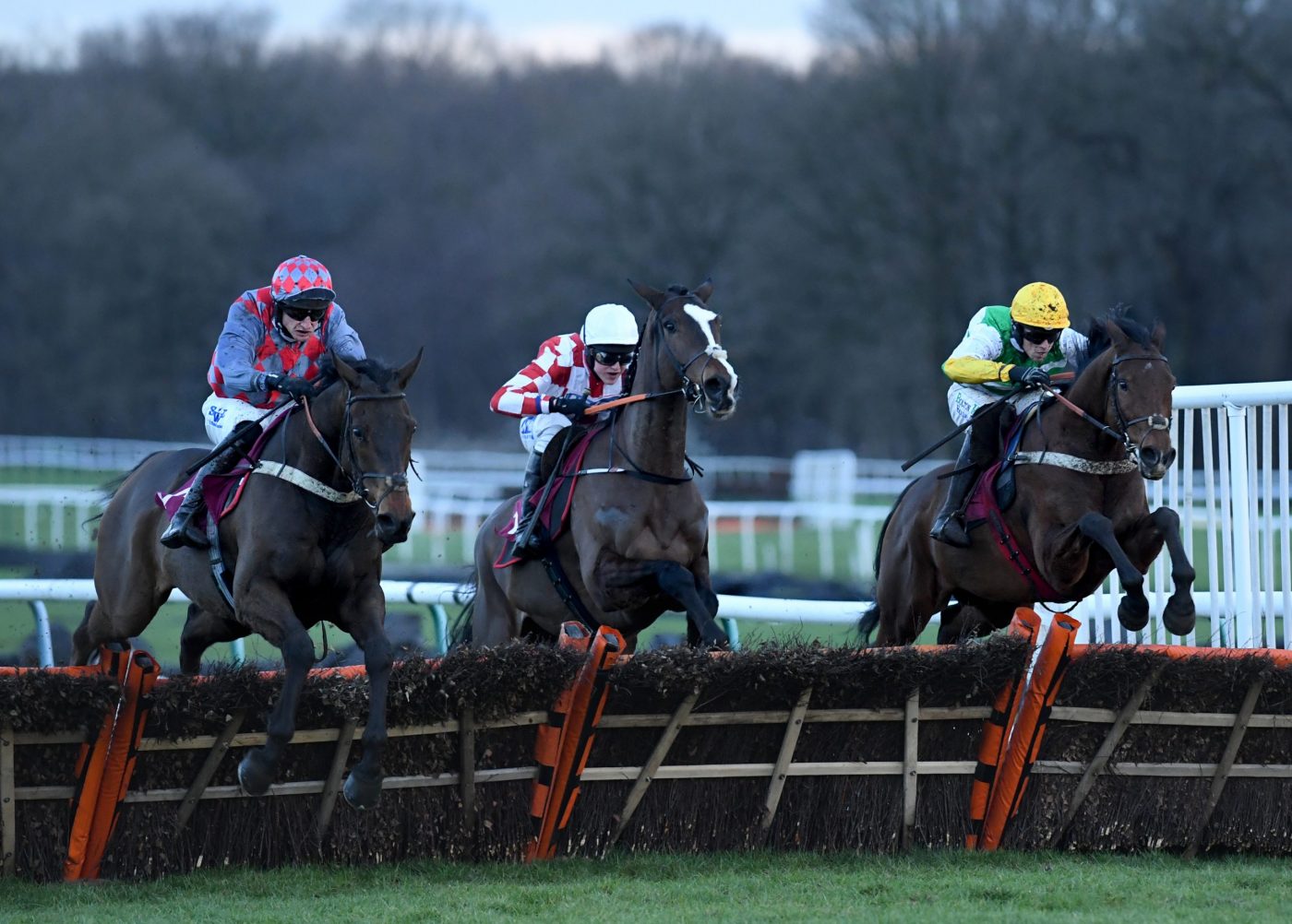 Haydock. Unibet Casino Deposit £10 Get £40 Bonus Handicap Hurdle. Serious Ego (right) 1st over the last and wins. Crackdeloust, (left) 2nd and Fearless, (centre) 3rd 23-1-21