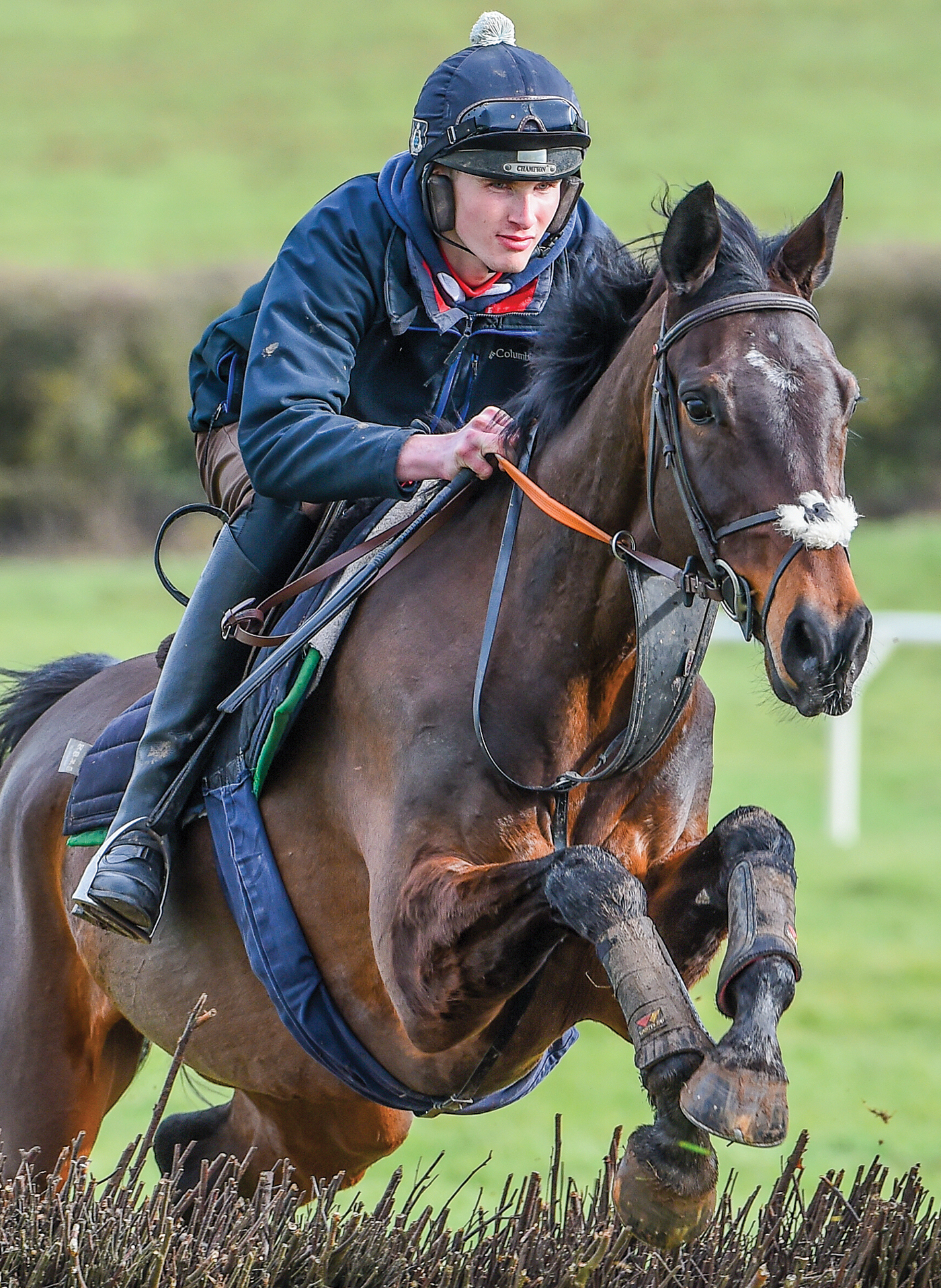 Jack Andrews riding Chongalolo during morning exercise at G&T Racing near Marton in Warwickshire in the UK on 20th February 2021