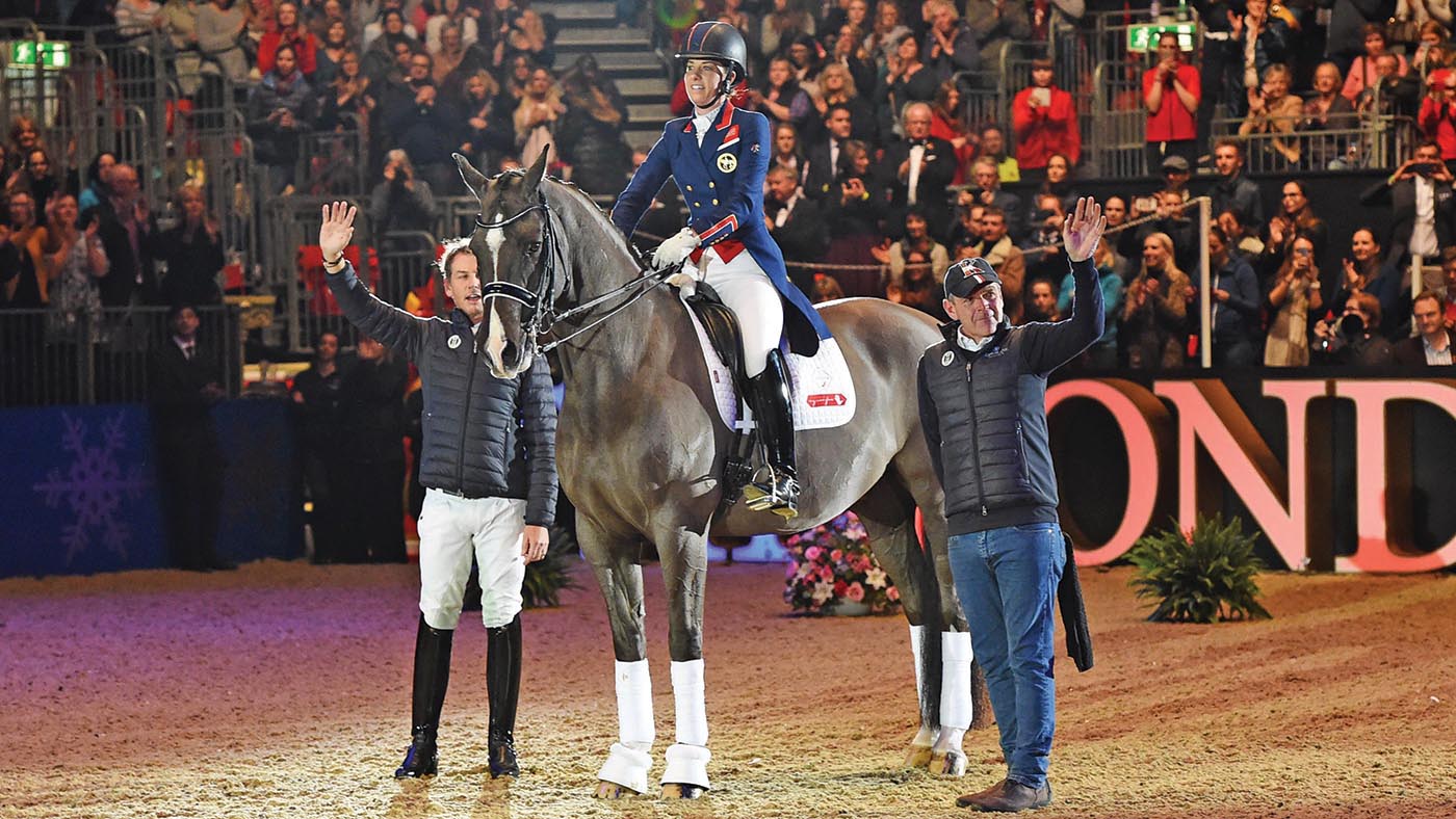 Charlotte Dujardin and Valegro during Valegro retirement ceremony during the Olympia International Horse Show at Olympia, London, UK; on 14 December 2016