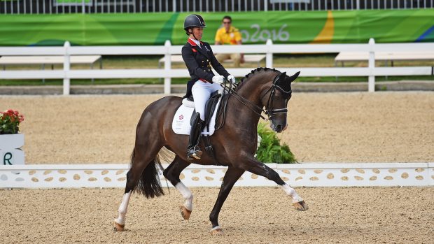 Charlotte Dujardin GBR riding Valegro, during the grand prix of the dressage competition at the Olympic Equestrian Centre in Deodoro near Rio, Brazil on 11th August 2016