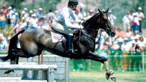 3 AUG 1984: LUCINDA GREEN OF GREAT BRITAIN ON REGAL REALM DURING THE TEAM JUMPING COMPETITION AT THE 1984 LOS ANGELES OLYMPICS. GREAT BRITAIN WON THE SILVER.