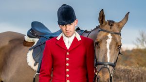 Daniel Cherriman and hounds at the Pytchley hunt kennels