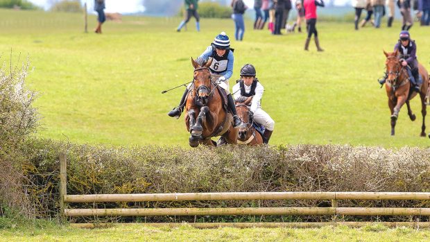 Winner. Becky Smith (leading) riding Important Moment. 2nd place Mark Heuff (behind) riding Rocky in The Fox Grant Silver Spur, Marston Doles, Warwickshire, United Kingdom. GBR. 01/05/2021. ~ MANDATORY Credit Elli Birch/BootsandHooves - NO UNAUTHORISED USE - 07745 909676