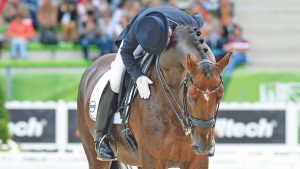 Helen LANGEHANENBERG (GER) riding DAMON HILL NRW during the Grand Prix Special Competition in the D'Ornano Stadium in Caen, Normandy in France between 23 August to 7 September 2014