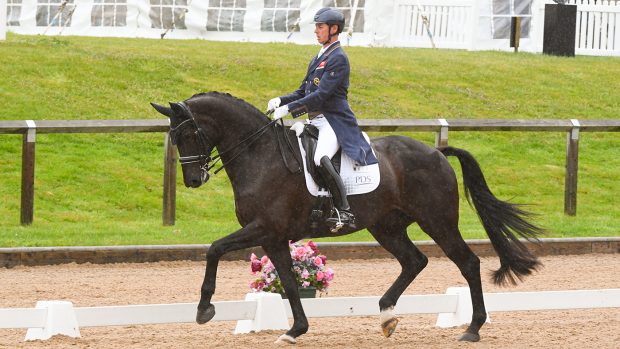 Carl Hester and En Vogue, pictured at Wellington CDI3*, are among the British olympic dressage entries