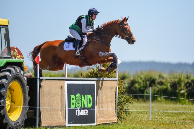 Holly Needham riding HENDRIX in CCI-S 4* Section C1 during the cross country phase of the Chedington Bicton International Horse Trials held at Bicton Arena near East Budleigh in Devon in the UK on the 13 June 2021