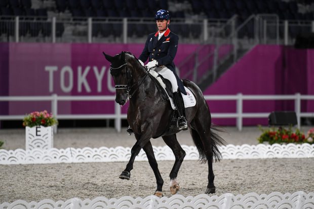 Carl Hester riding En Vogue at the Tokyo Olympics grand prix dressage