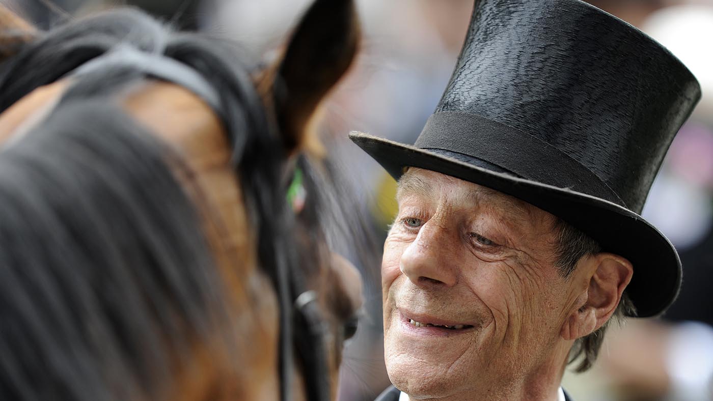 Sir Henry Cecil stare into the eyes of Frankel during Royal Ascot at Ascot racecourse on June 19, 2012