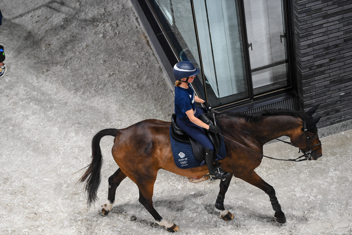 Olympic event horses in Tokyo: Ros Canter and Allstar B leaving the arena after arena familiarisation