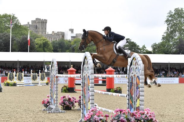 Holly Smith and Fruselli on their way to winning the 1.50m Falcon Stakes at Royal Windsor 2021