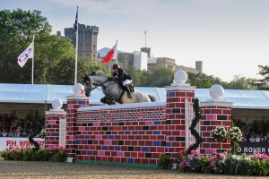 Joe Stockdale and Florida VDL, who shared top honours with Guy Williams riding Mr Blue Sky UK in the puissance at Royal Windsor Horse Show 2021