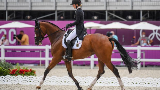 Julia Krajewski and Amande De B'Nevillie in the Olympic eventing dressage