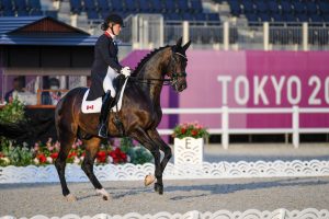 Lindsay Kellock and Olympic dressage horse Sebastien pictured at the Tokyo Games