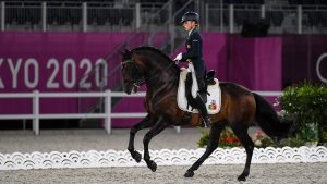 Maria Caetano riding Fenix De Tineo in the Tokyo olympics dressage grand prix