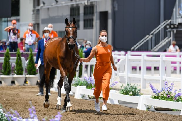 Olympic eventing first trot-up pictures: Merel Blom and The Quizmaster