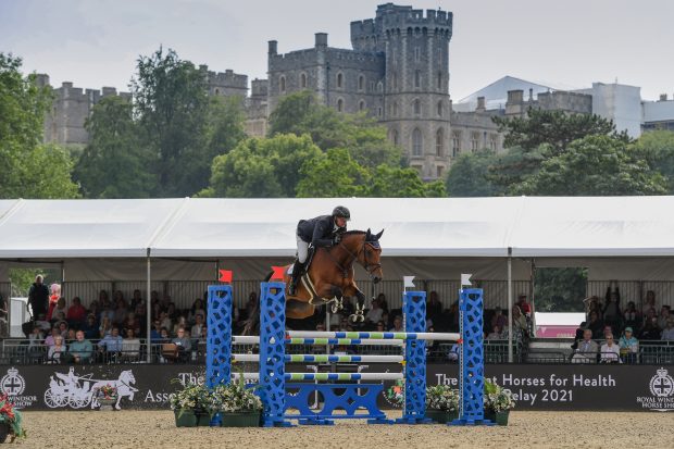 Ronnie Jones and Kaleche on their way to winning the Walwyn Novice Championship at Royal Windsor Horse Show 2021