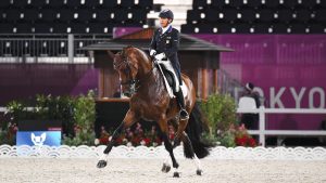 olympic dressage freestyle: Steffen Peters and Suppenkasper at the Tokyo Olympics