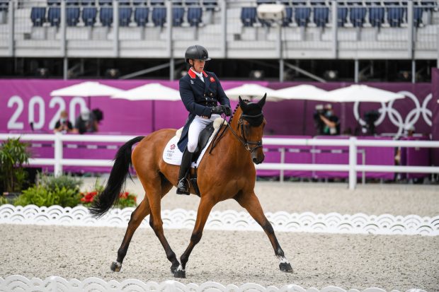 Tom McEwen and Toledo De Kerser in the dressage phase of the Tokyo Olympic eventing competition