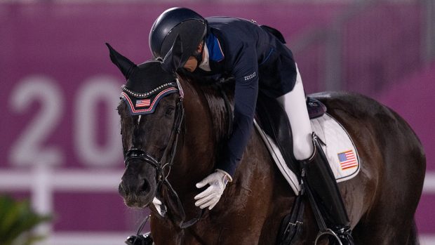 The USA's Solitaer 40 and Kate Shoemaker in the Paralympics Dressage in Tokyo
