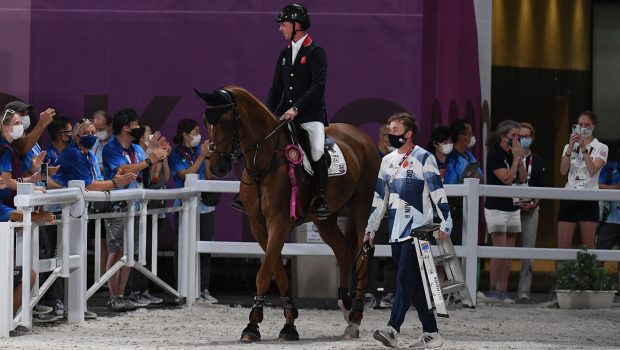 Groom Cormac Kenny with Ben Maher at the Tokyo Olympics