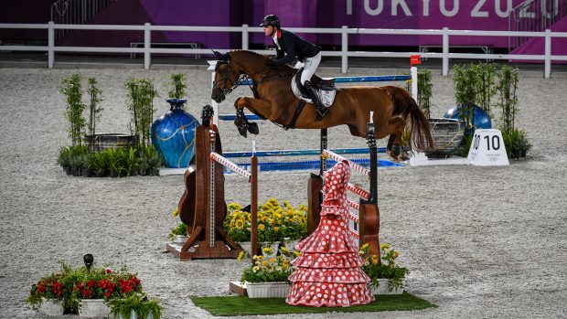 Ben Maher riding Explosion W in the Olympic team showjumping qualifier at the Tokyo 2020 Olympic Games